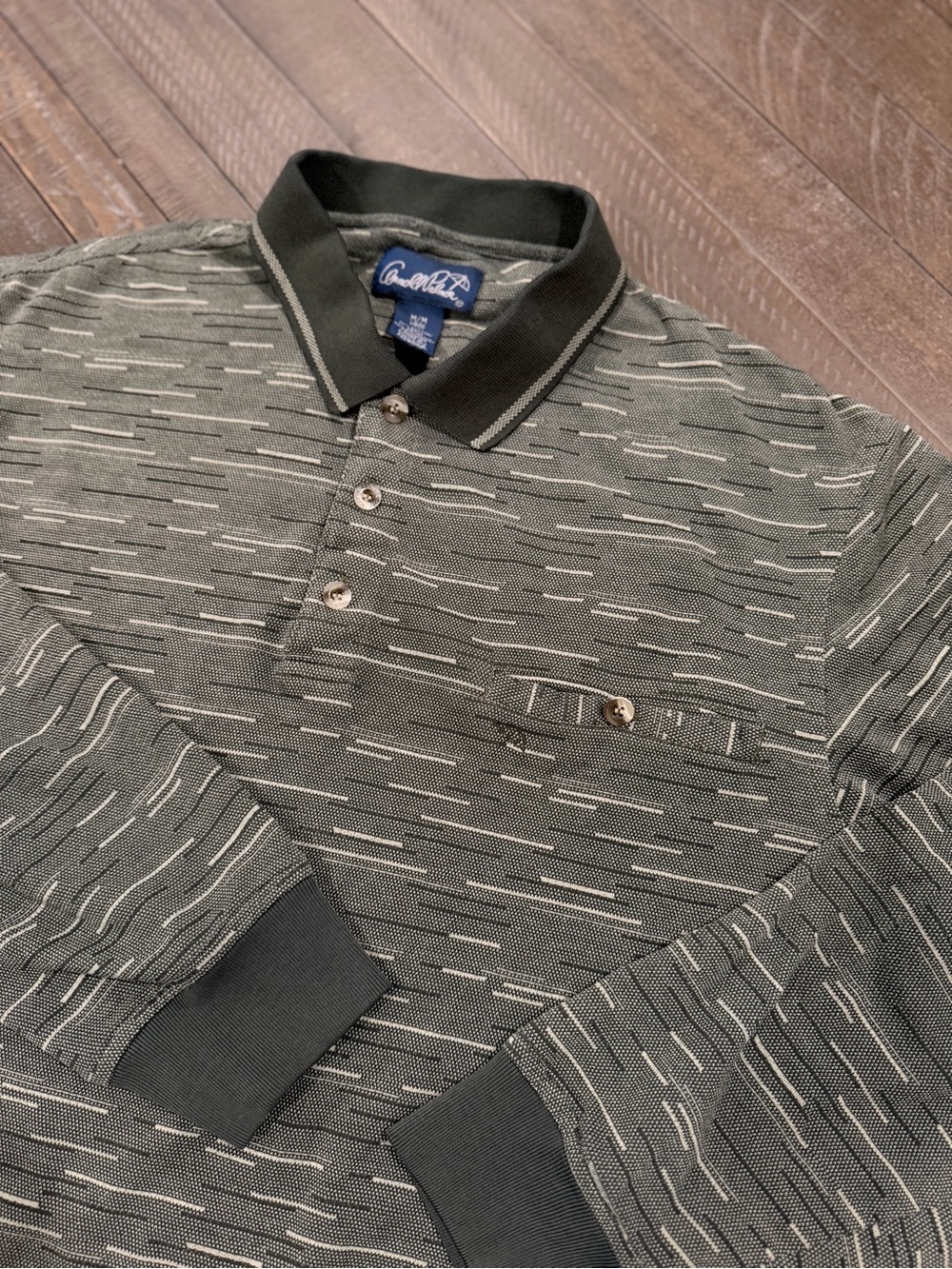 Arnold Palmer Men’s Retro Pattern Long Sleeve Polo Size M